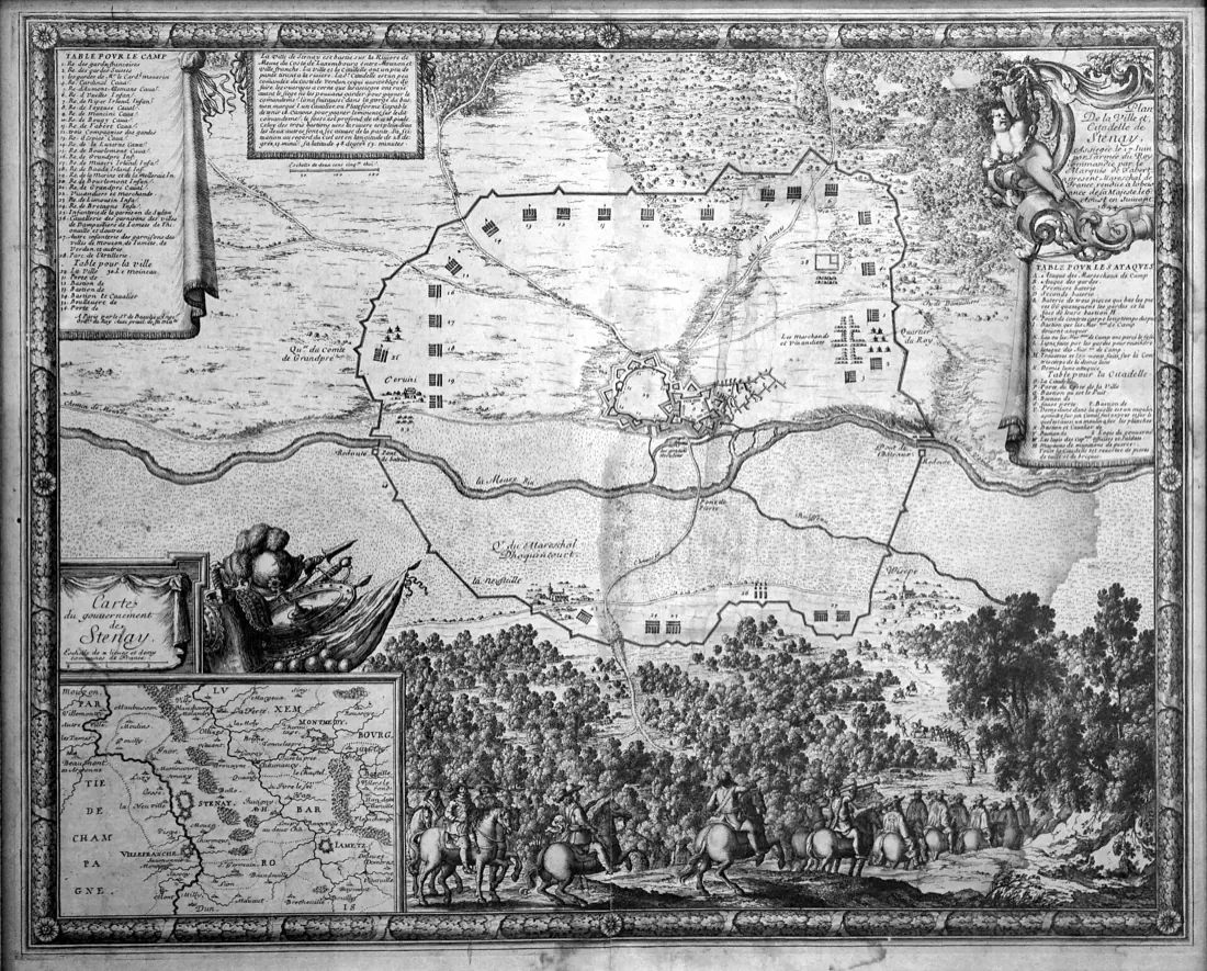 Plan ancien de la ville et citadelle de Stenay lors du siège de 1654